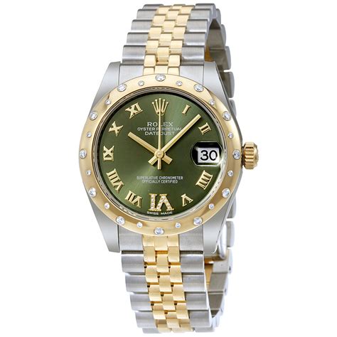 rolex gold green face roman numberal dial